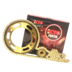 Kit piñon trasero Kto con cadena Honda NXR125 Bros Dorado 000849