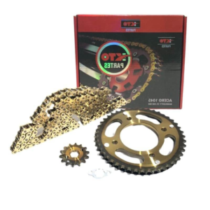 Kit de piñón y cadena para Bajaj, KTO, color dorado