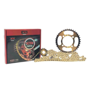 kit piñon del-tras kto ccadena akt ak125 sl (dorado)